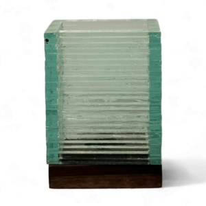 CANDLE HOLDER WITH GLASS SLATS