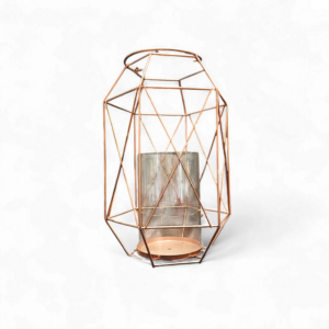 LRG GEOMETRIC COPPER LANTERN 29cm