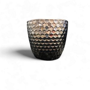 SML METALIC HONEYCOMB VASE 12cm