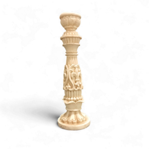 CREAM ENGRAVED CANDLE STICK 24cm