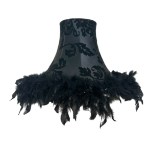 BLACK FEATHERED LAMP SHADE