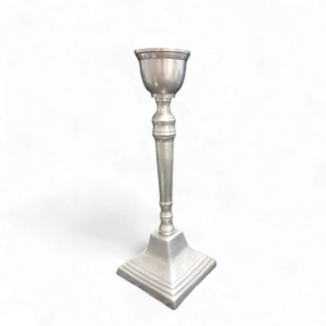 SML SILVER CANDLE STICK HOLDER 30cm