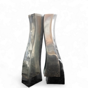SILVER CURVED VASE 40cm