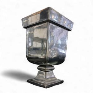 SQUARE SILVER VASE 32cm