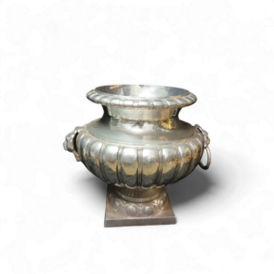 XL SILVER VASE LION DETAIL 48cm