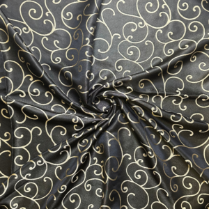 TABLE CLOTH ROUND BLACK & GOLD 320cm