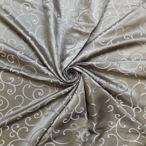 TABLE CLOTH ROUND SILVER WITH DETAIL 320cm