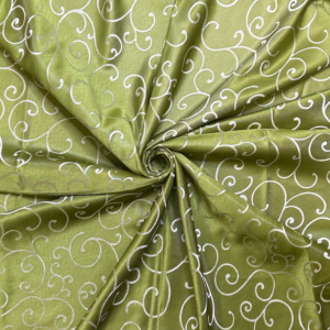 TABLE CLOTH ROUND GREEN & WHITE DETAIL 320cm