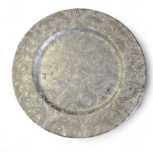 SILVER FLORAL UNDERPLATE
